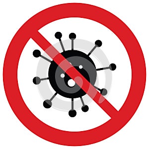 No  germ icon prohibited sign. No viruses icon.  No bacteria sign. Antibacterial sympol vector photo