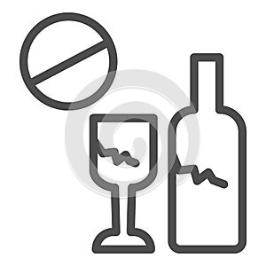 No glass or bottles line icon. Broken glass ban vector illustration isolated on white. Broken package prohibited outline