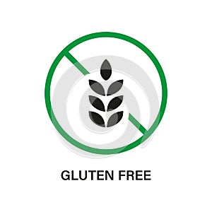 No Gluten Food Diet. Allergic on Wheat Black Icon. Gluten Free Silhouette Icon. Allergy Wheat Forbidden Symbol. Gluten