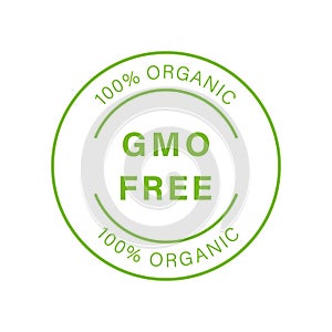 No GMO Logo. Bio Eco Ingredients for Vegan Symbol. Vegetarian Healthy Food Sticker. Organic Nature Badge. Non GMO Green