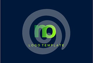 NO Green Letter Logo Design Vector