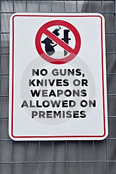 No guns knives or weapons