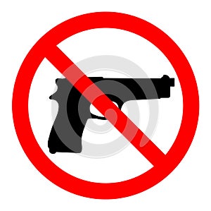 No guns, no weapons, prohibition sign on white background