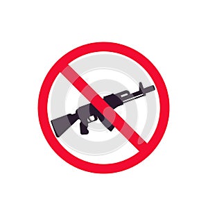 No guns sign with automatic rifle photo