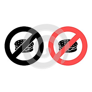 No No hamburger, cutlet icon. Simple glyph, flat vector of Food ban, prohibition, embargo, interdict, forbiddance icons for UI and photo