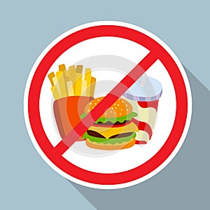 No hamburger, french fries and soft drink allowed sign.