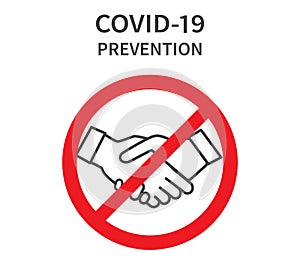 No handshake icon. Do Not Touch Sign. Coronovirus epidemic protective. Vector photo