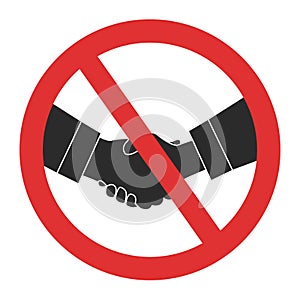 No Handshake icon. Handshake forbidden vector sign. COVID-19 prevention symbol