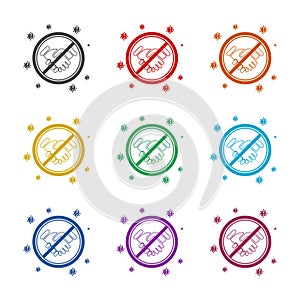 No handshake icon isolated on white background. Set icons colorful