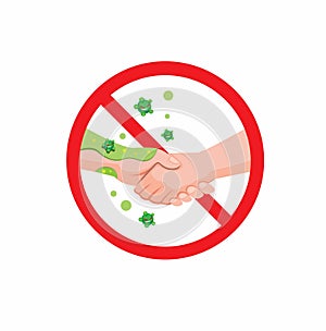 No handshake prevention disease transmition. stop physical contact avoid infection from virus cartoon flat illustration vector iso photo