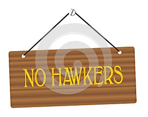 No Hawkers Wooden Sign