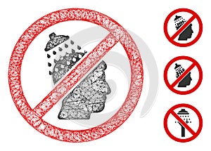 No Head Shower Polygonal Web Vector Mesh Illustration