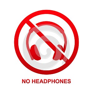 No headphones sign isolated on white background