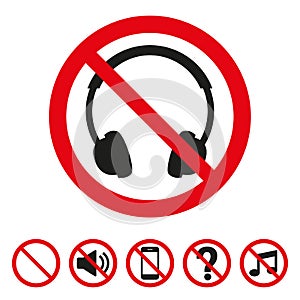 No headphones sign on white background.