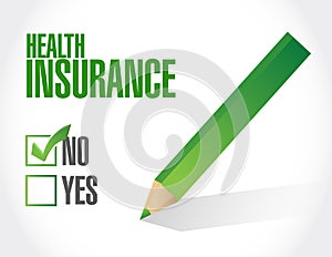 no Health Insurance check sign concept