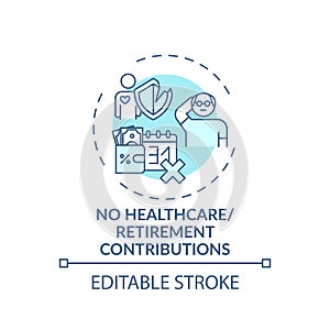 No healthcare and retirement contributions concept icon