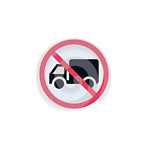 No heavy vehicles road sign flat icon