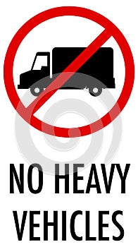 No heavy vehicles sign on white background