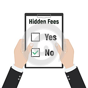 No Hidden Fees. Absence of payments. Vector illustration flat design