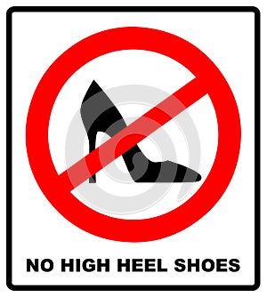 No high heel shoes sign on white background. vector illustration