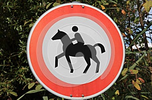 No horse riding traffic sign in Germany