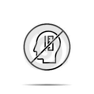 No human, brain, education icon. Simple thin line, outline vector of mind process ban, prohibition, forbiddance icons for ui and