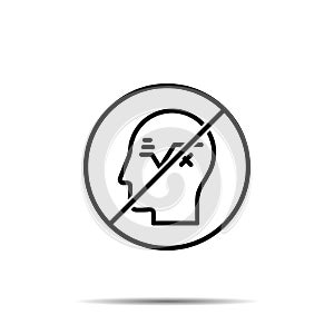 No human, brain, logical, thinking icon. Simple thin line, outline vector of mind process ban, prohibition, forbiddance icons for
