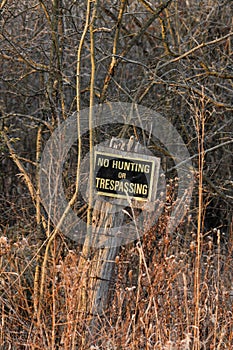 No Hunting or Trespassing Sign