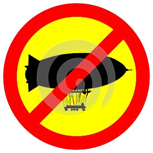 No hydrogen powered blimp zeppelin warning sign vector design graphics