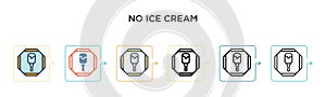 No ice cream vector icon in 6 different modern styles. Black, two colored no ice cream icons designed in filled, outline, line and