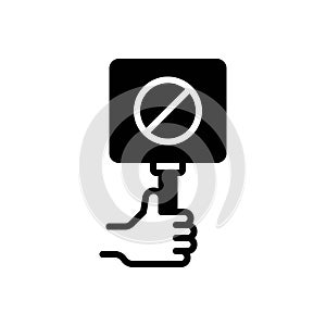 Black solid icon for No, nope and forbidden