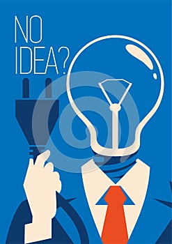 No idea concept. Business thinking, with bulb instead head.