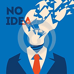 No idea concept. Business thinking, with chapped bulb instead head.