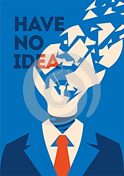 No idea concept. Business thinking, with chapped bulb instead head. photo