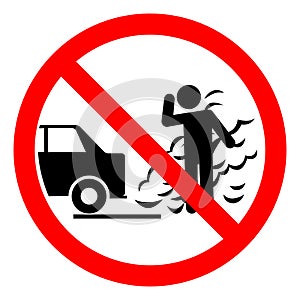 No Idling Engine With Car Pollution Symbol Sign ,Vector Illustration, Isolate On White Background Label. EPS10