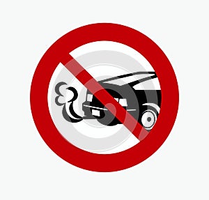 No idling, turn off engine. Prohibition sign.