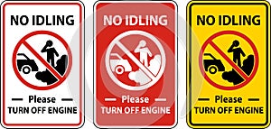 No Idling Turn Off Engine Sign On White Background