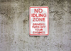 No idling zone sign photo