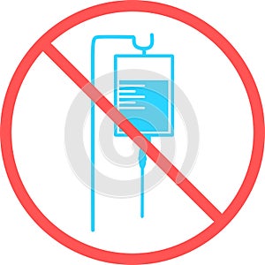 No infusion sign or no blood bag flat vector icon isolated in white background for apps mobile, print and websites. Warning label.