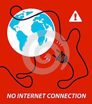 No internet connection vector concept poster or banner with unplugged electrical plug