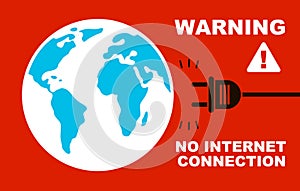 No internet connection vector concept poster or banner with unplugged electrical plug