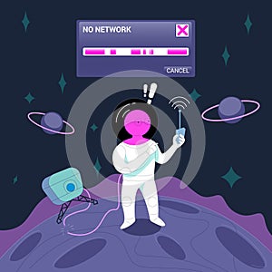 No internet connection vector illustration concept, slow network connection