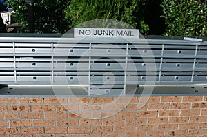 No Junk Mail Sign on Neighboorhood Mailboxes in Sydney, Australia