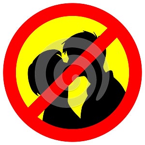 No kissing or public affection allowed warning sign vector graphics