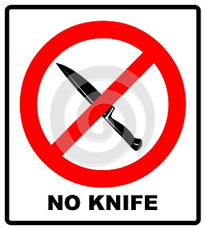 No knife no weapon prohibition sign sign on white background.vector illustration