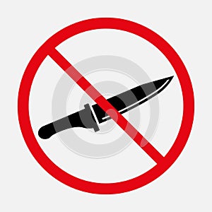 No knife sign. Knives not allowed vector icon