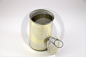 No label cylindrical tin can on white