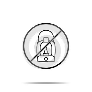 No lamp, fire icon. Simple thin line, outline vector of summer ban, prohibition, forbiddance icons for ui and ux, website or