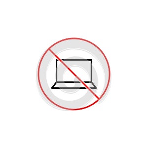 No laptop sign on white background