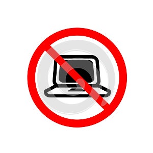 No laptop use symbol isolated on white background